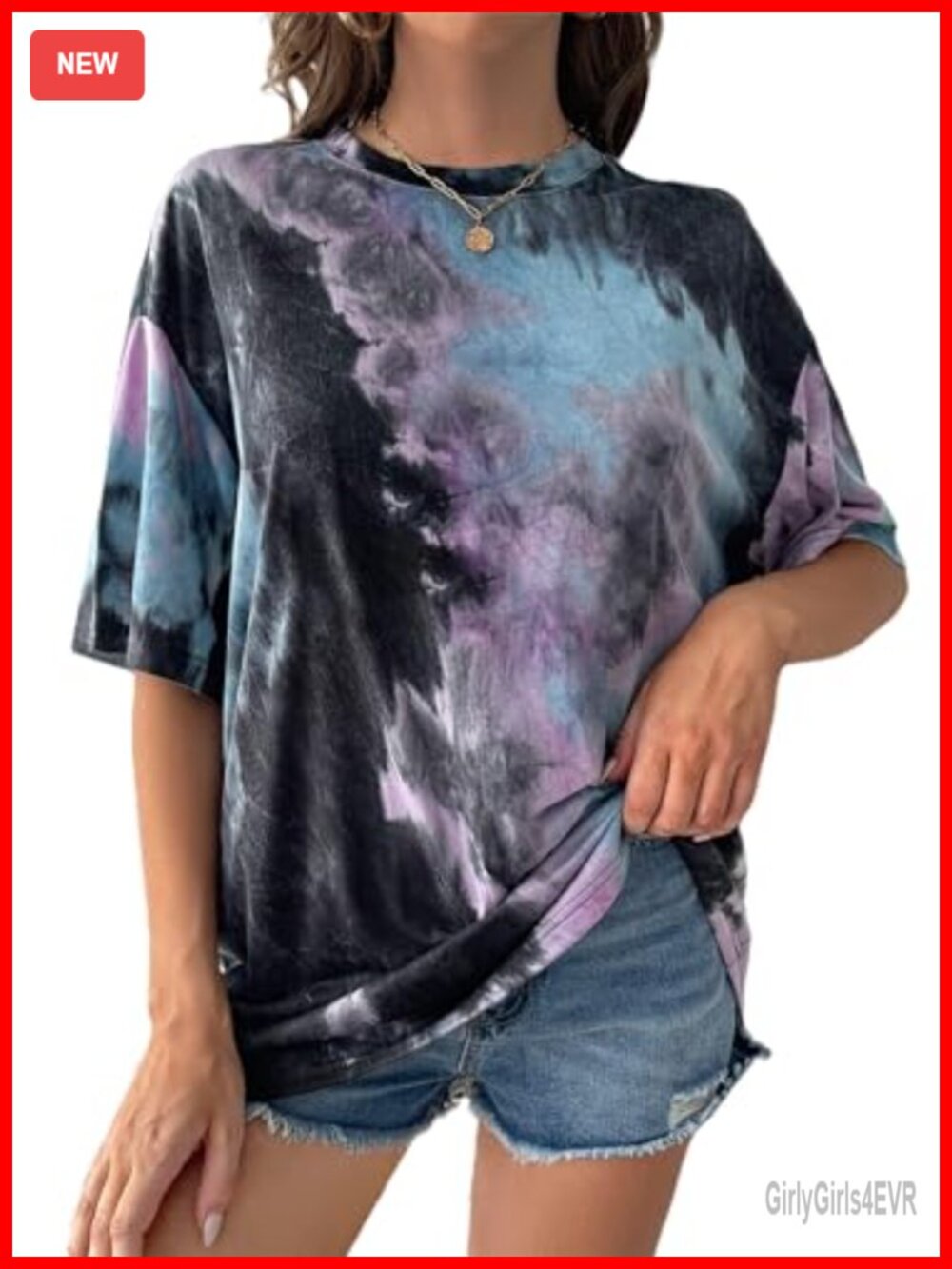 Oversized Tie Dye T Shirt Short Sleeve Graphic Tee Loose Fit Casual Top